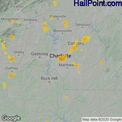 Hail Map for Charlotte, NC Region on August 11, 2021