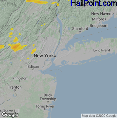 Hail Map for New York, NY Region on August 11, 2021