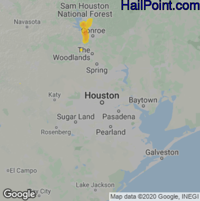 Hail Map for Houston, TX Region on August 11, 2021