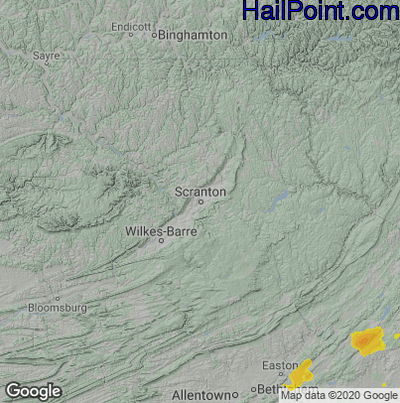 Hail Map for Scranton, PA Region on August 11, 2021 