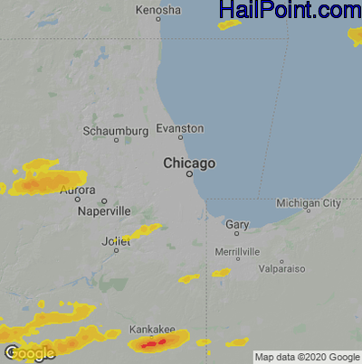 Hail Map for Chicago, IL Region on August 12, 2021