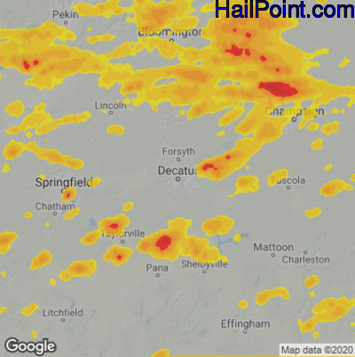 Hail Map for Decatur, IL Region on August 12, 2021 