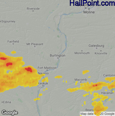 Hail Map for Burlington, IA Region on August 12, 2021