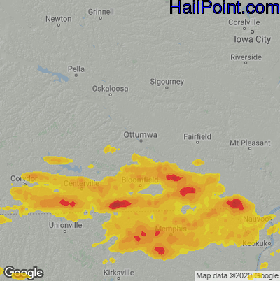 Hail Map for Ottumwa, IA Region on August 12, 2021