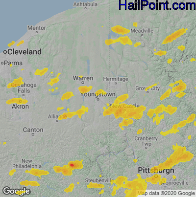 Hail Map for Youngstown, OH Region on August 12, 2021