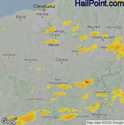 Hail Map for Canton, OH Region on August 12, 2021