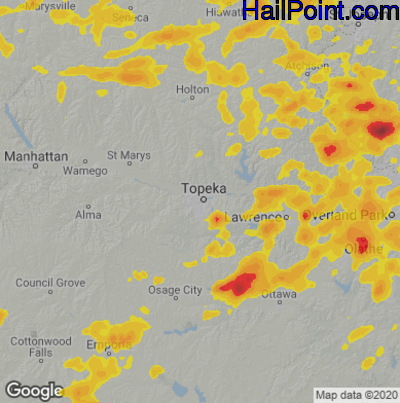 Hail Map for Topeka, KS Region on August 12, 2021