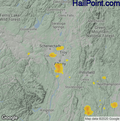Hail Map for Albany, NY Region on August 12, 2021