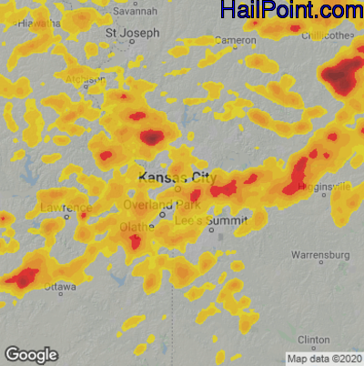 Hail Map for Kansas City, MO Region on August 12, 2021 