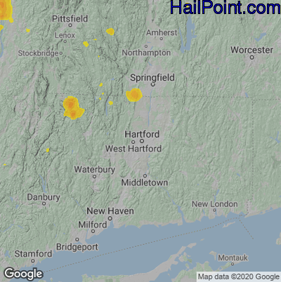 Hail Map for Hartford, CT Region on August 12, 2021 