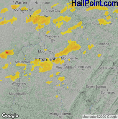 Hail Map for Pittsburgh, PA Region on August 12, 2021