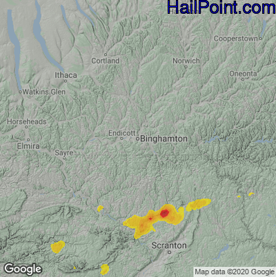 Hail Map for Binghamton, NY Region on August 13, 2021