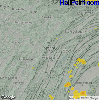 Hail Map for Altoona, PA Region on August 13, 2021