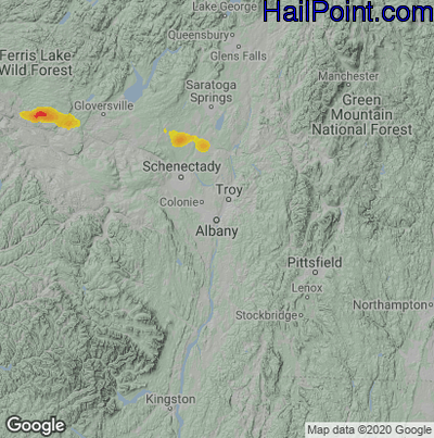 Hail Map for Albany, NY Region on August 13, 2021