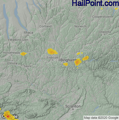 Hail Map for Binghamton, NY Region on August 13, 2021