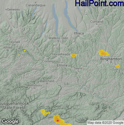 Hail Map for Elmira, NY Region on August 13, 2021