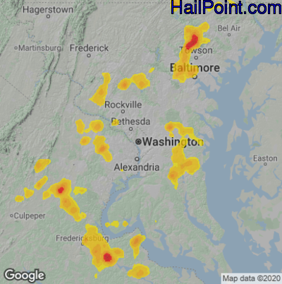 Hail Map for Washington, DC Region on August 13, 2021 