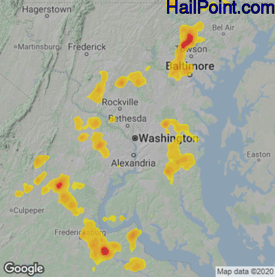 Hail Map for Washington, DC Region on August 13, 2021