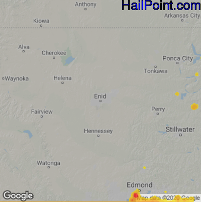 Hail Map for Enid, OK Region on August 13, 2021