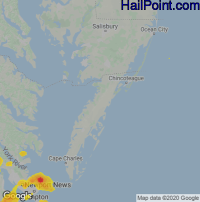 Hail Map for Parksley, DE Region on August 14, 2021