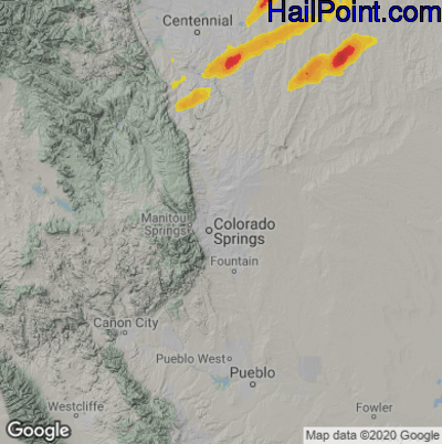 Hail Map for Colorado Springs, CO Region on August 19, 2021