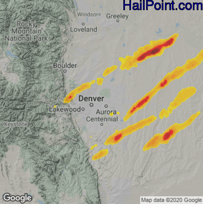 Hail Map for Denver, CO Region on August 19, 2021