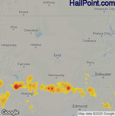 Hail Map for Enid, OK Region on August 21, 2021