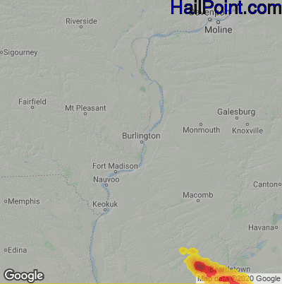 Hail Map for Burlington, IA Region on August 23, 2021