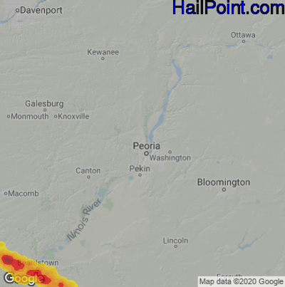 Hail Map for Peoria, IL Region on August 23, 2021