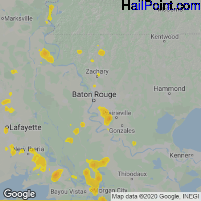 Hail Map for Baton Rouge, LA Region on August 24, 2021
