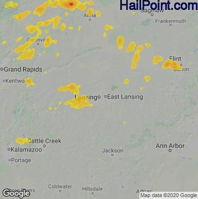 Hail Map for Lansing, MI Region on August 24, 2021