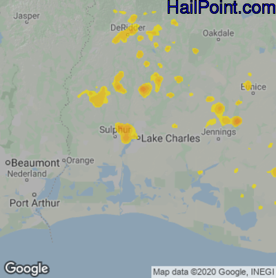 Hail Map for Lake Charles, LA Region on August 24, 2021