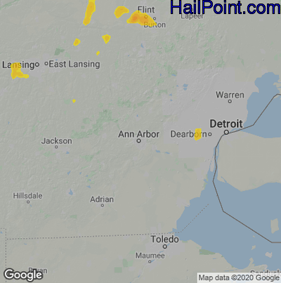 Hail Map for Ann Arbor, MI Region on August 24, 2021