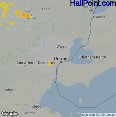 Hail Map for Detroit, MI Region on August 24, 2021 