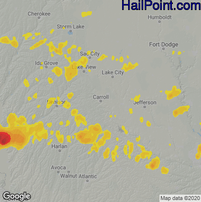 Hail Map for Carroll, IA Region on August 26, 2021 