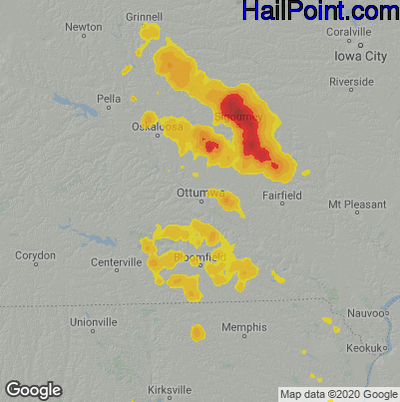 Hail Map for Ottumwa, IA Region on August 26, 2021