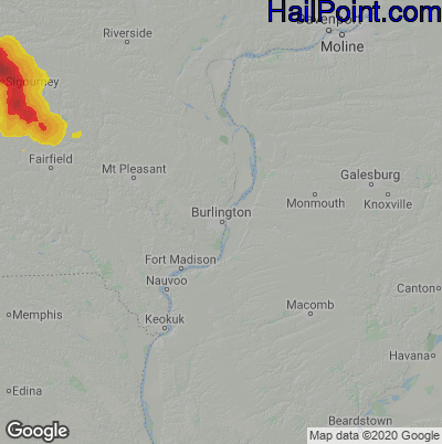Hail Map for Burlington, IA Region on August 27, 2021