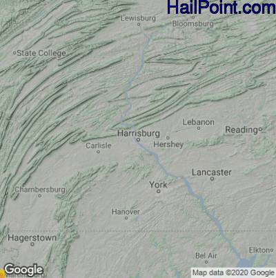 Hail Map for Harrisburg, PA Region on August 28, 2021