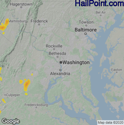 Hail Map for Washington, DC Region on August 28, 2021