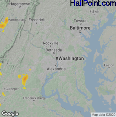 Hail Map for Washington, DC Region on August 28, 2021 