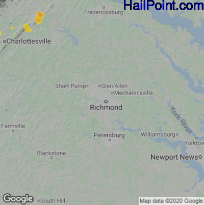Hail Map for Richmond, VA Region on August 29, 2021