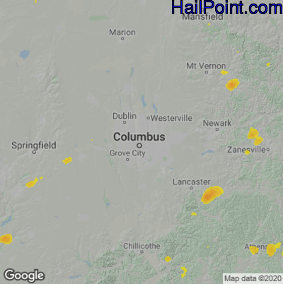 Hail Map for Columbus, OH Region on August 29, 2021