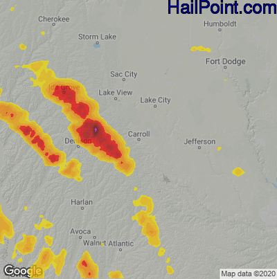 Hail Map for Carroll, IA Region on August 31, 2021