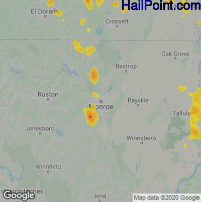 Hail Map for Monroe, LA Region on September 1, 2021 