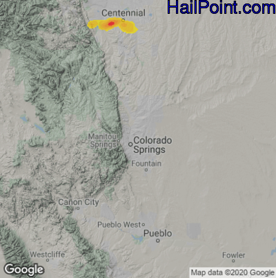 Hail Map for Colorado Springs, CO Region on September 3, 2021