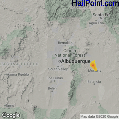 Hail Map for Albuquerque, NM Region on September 5, 2021 