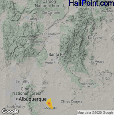 Hail Map for Sante Fe, NM Region on September 5, 2021