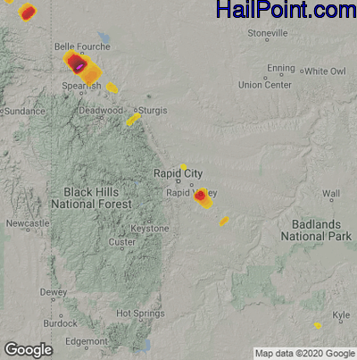 Hail Map for Rapid City, SD Region on September 6, 2021
