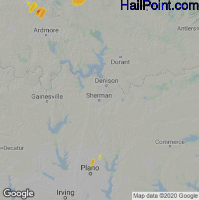 Hail Map for Sherman, TX Region on September 6, 2021 