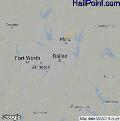 Hail Map for Dallas, TX Region on September 6, 2021 